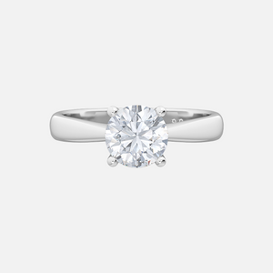 18K White Gold Round 4-Prong Solitaire Ring