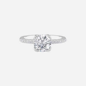 18K White Gold Micro Pavé Loop Knot Solitaire Ring