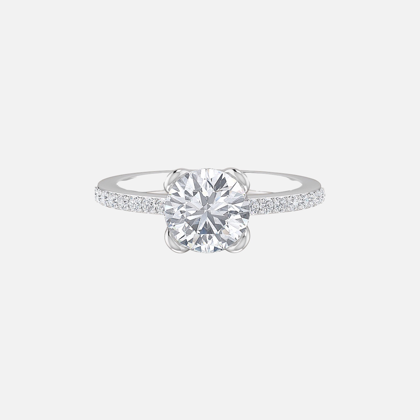 18K White Gold Micro Pavé Loop Knot Solitaire Ring