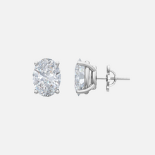 Load image into Gallery viewer, 18K White Gold Oval Solitaire Earrings
