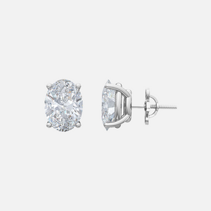 18K White Gold Oval Solitaire Earrings