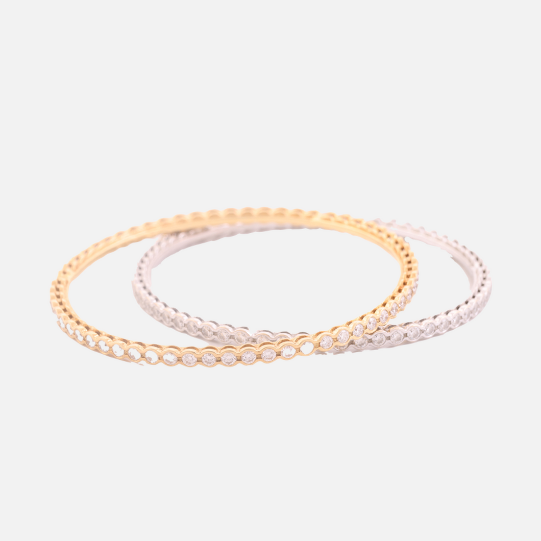 18K Gold Bezel Diamond Bangle