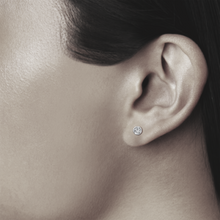Load image into Gallery viewer, 18K White Gold Bezel Round Solitaire Earrings
