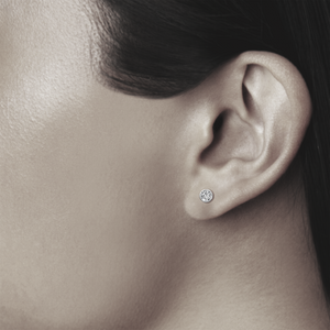 18K White Gold Bezel Round Solitaire Earrings