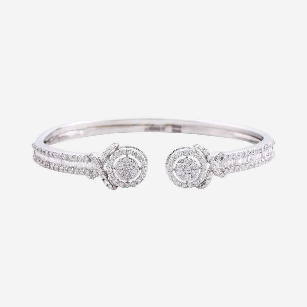 18K Gold Halo Diamond Cuff Bangle
