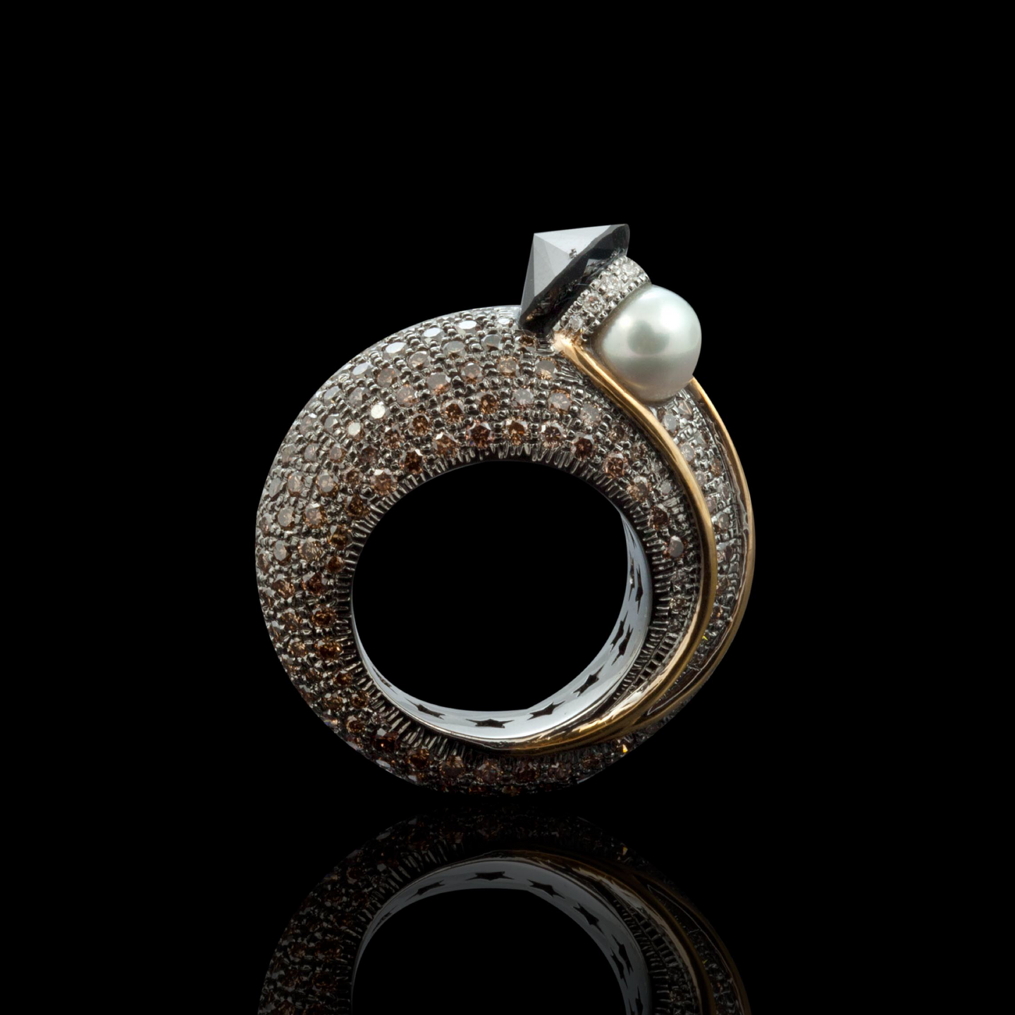 The Comet Ring in 18K White and Yellow Gold
