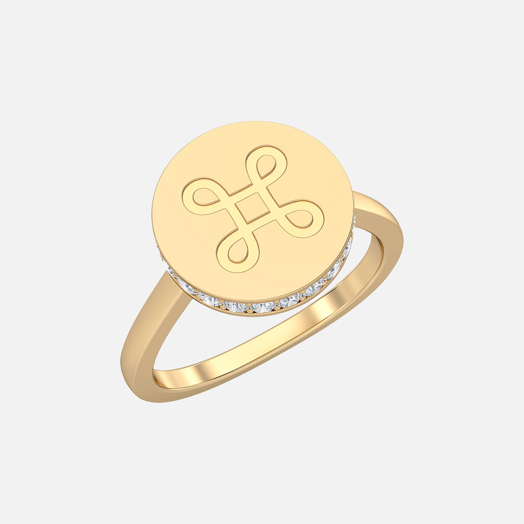 18K Yellow Gold Loop Disc Ring