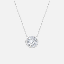 Load image into Gallery viewer, 18K White Gold Bezel Round Solitaire Pendant
