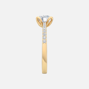 18K Yellow Gold Pavé Loop Knot Solitaire Ring
