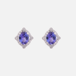 18K Gold Tanzanite Earrings with Diamonds