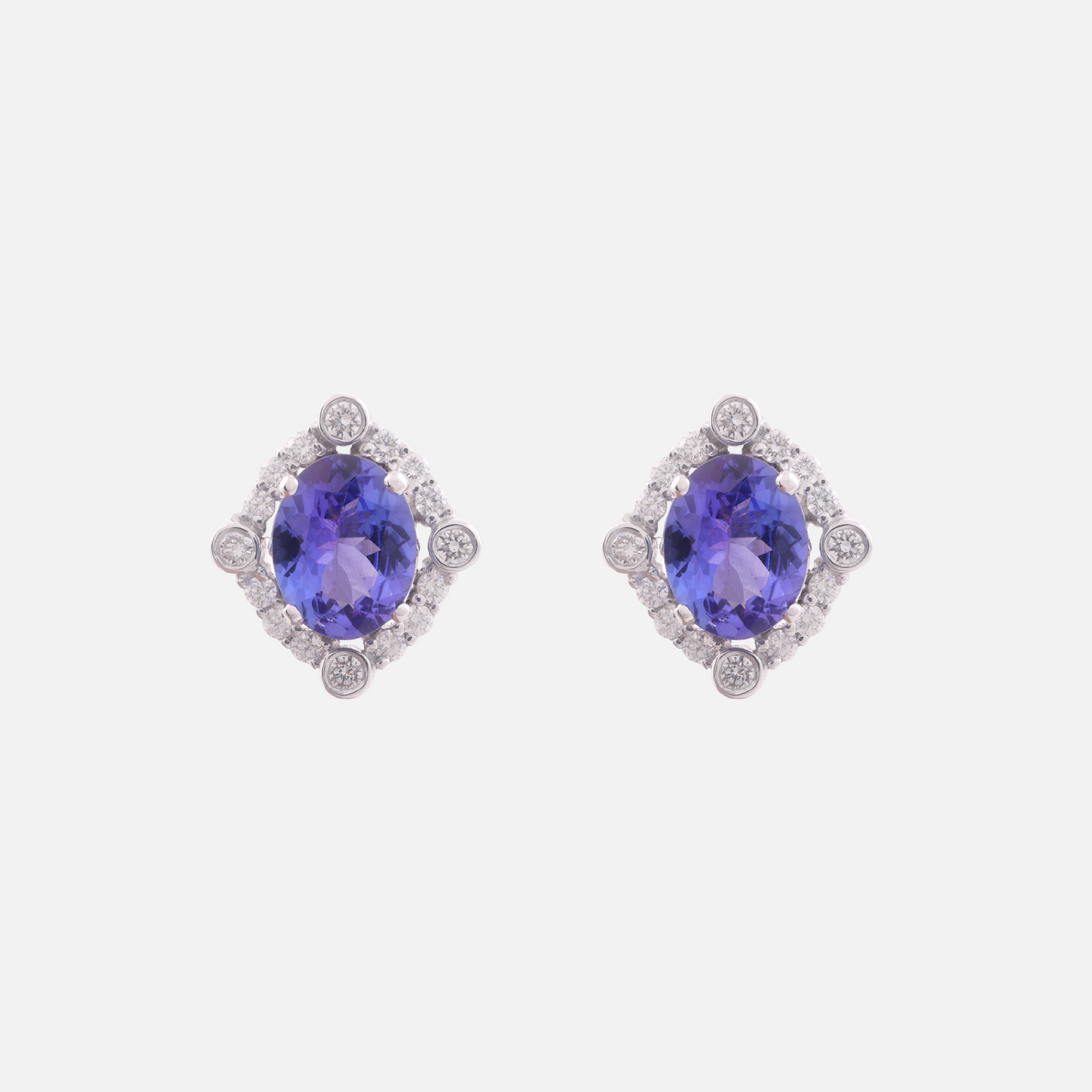 18K Gold Tanzanite Earrings with Diamonds
