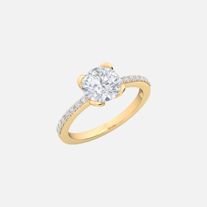 18K Yellow Gold Pavé Loop Knot Solitaire Ring