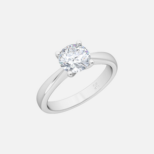 18K White Gold Round 4-Prong Solitaire Ring
