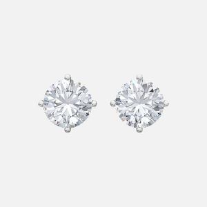 18K White Gold Round Solitaire Earrings